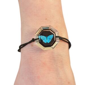 Blue Butterfly in Crystal Jewel Cord Bracelet